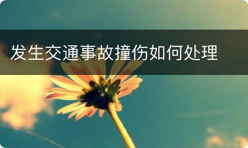 发生交通事故撞伤如何处理