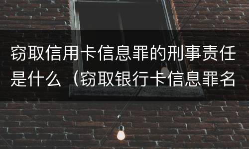 窃取信用卡信息罪的刑事责任是什么（窃取银行卡信息罪名）