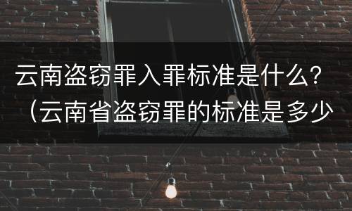 云南盗窃罪入罪标准是什么？（云南省盗窃罪的标准是多少?）