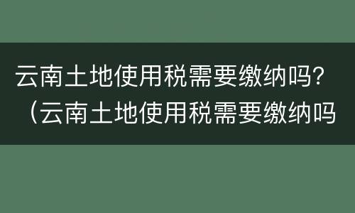 云南土地使用税需要缴纳吗？（云南土地使用税需要缴纳吗现在）