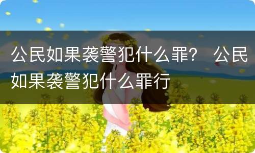 公民如果袭警犯什么罪？ 公民如果袭警犯什么罪行