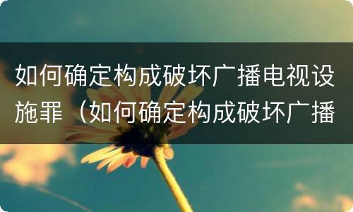 如何确定构成破坏广播电视设施罪（如何确定构成破坏广播电视设施罪的主体）