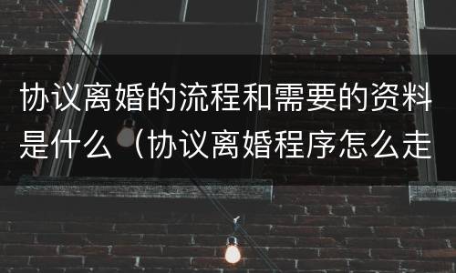 协议离婚的流程和需要的资料是什么（协议离婚程序怎么走需要什么资料）