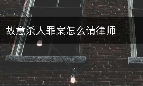 故意杀人罪案怎么请律师