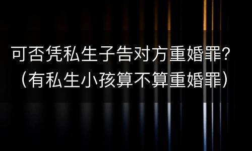 可否凭私生子告对方重婚罪？（有私生小孩算不算重婚罪）