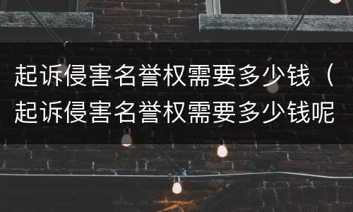 起诉侵害名誉权需要多少钱（起诉侵害名誉权需要多少钱呢）