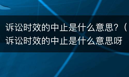 诉讼时效的中止是什么意思?（诉讼时效的中止是什么意思呀）