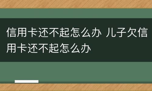 信用卡还不起怎么办 儿子欠信用卡还不起怎么办