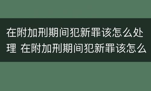 在附加刑期间犯新罪该怎么处理 在附加刑期间犯新罪该怎么处理呢