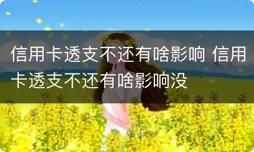 信用卡透支不还有啥影响 信用卡透支不还有啥影响没