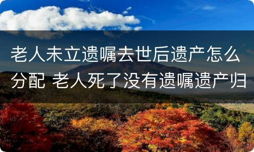 老人未立遗嘱去世后遗产怎么分配 老人死了没有遗嘱遗产归谁