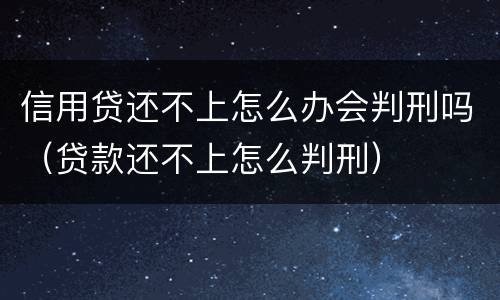 信用贷还不上怎么办会判刑吗（贷款还不上怎么判刑）