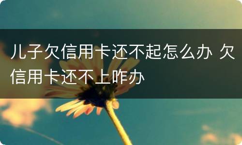 儿子欠信用卡还不起怎么办 欠信用卡还不上咋办