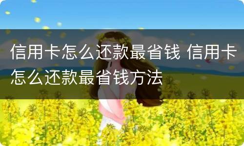 信用卡怎么还款最省钱 信用卡怎么还款最省钱方法