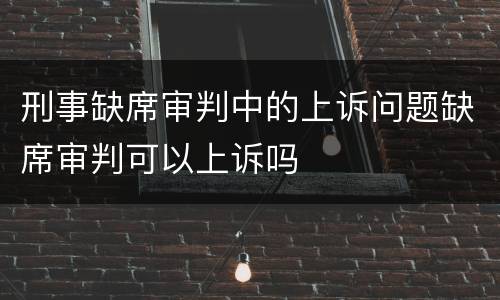 刑事缺席审判中的上诉问题缺席审判可以上诉吗