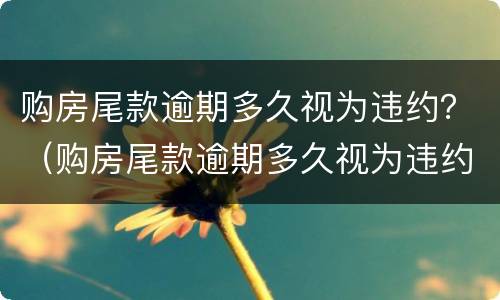 购房尾款逾期多久视为违约？（购房尾款逾期多久视为违约金）