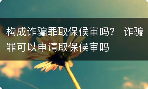 构成诈骗罪取保候审吗？ 诈骗罪可以申请取保候审吗