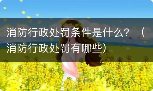 消防行政处罚条件是什么？（消防行政处罚有哪些）