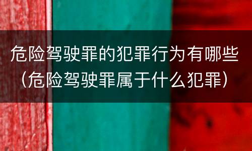 危险驾驶罪的犯罪行为有哪些（危险驾驶罪属于什么犯罪）