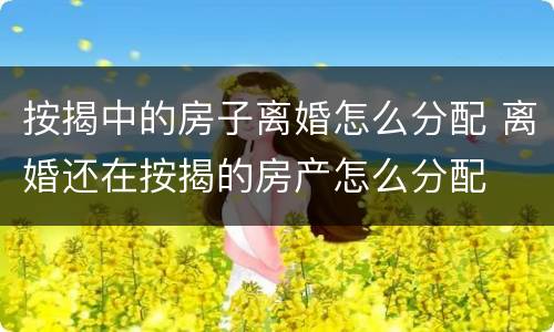 按揭中的房子离婚怎么分配 离婚还在按揭的房产怎么分配