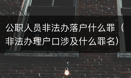 公职人员非法办落户什么罪（非法办理户口涉及什么罪名）