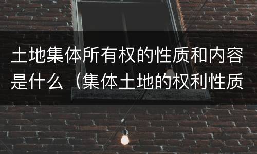 土地集体所有权的性质和内容是什么（集体土地的权利性质）