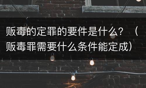 贩毒的定罪的要件是什么？（贩毒罪需要什么条件能定成）