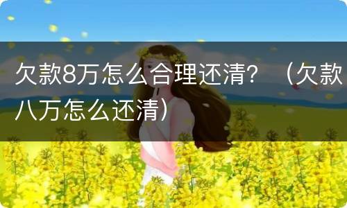 欠款8万怎么合理还清？（欠款八万怎么还清）