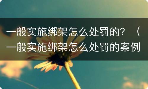 一般实施绑架怎么处罚的？（一般实施绑架怎么处罚的案例）