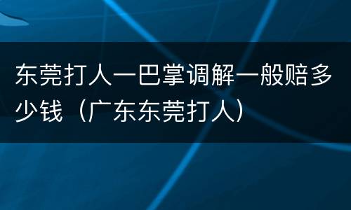 东莞打人一巴掌调解一般赔多少钱（广东东莞打人）