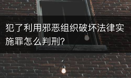 犯了利用邪恶组织破坏法律实施罪怎么判刑？