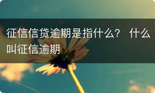 征信信贷逾期是指什么？ 什么叫征信逾期