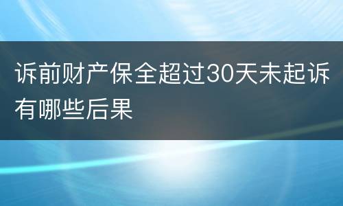 诉前财产保全超过30天未起诉有哪些后果
