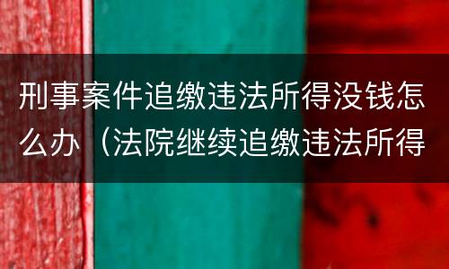 刑事案件追缴违法所得没钱怎么办（法院继续追缴违法所得但是没有钱怎么办）