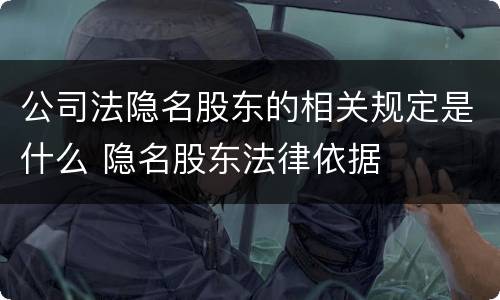 公司法隐名股东的相关规定是什么 隐名股东法律依据