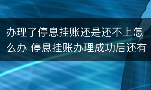 办理了停息挂账还是还不上怎么办 停息挂账办理成功后还有逾期吗?