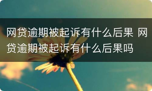 网贷逾期被起诉有什么后果 网贷逾期被起诉有什么后果吗