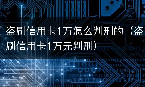 盗刷信用卡1万怎么判刑的（盗刷信用卡1万元判刑）