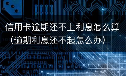信用卡逾期还不上利息怎么算（逾期利息还不起怎么办）