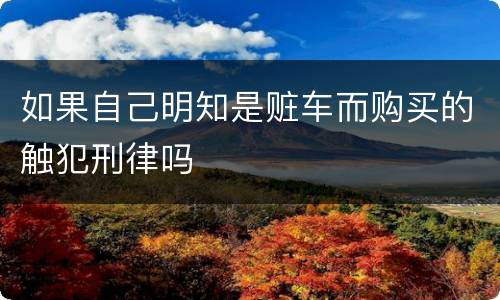 如果自己明知是赃车而购买的触犯刑律吗
