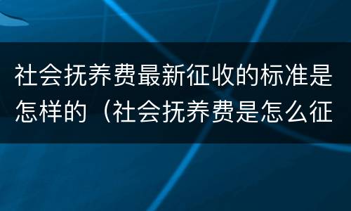 社会抚养费最新征收的标准是怎样的（社会抚养费是怎么征收的）