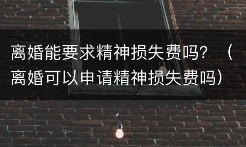 离婚能要求精神损失费吗？（离婚可以申请精神损失费吗）