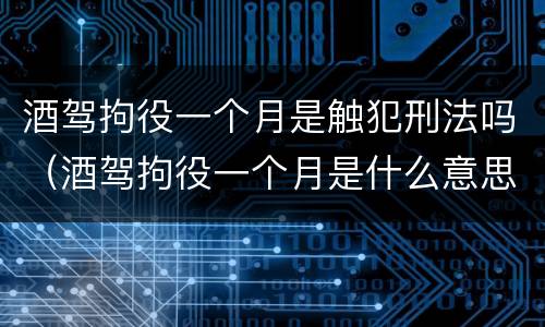 酒驾拘役一个月是触犯刑法吗（酒驾拘役一个月是什么意思）