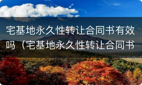 宅基地永久性转让合同书有效吗（宅基地永久性转让合同书有效吗怎么写）