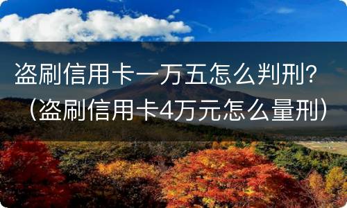 盗刷信用卡一万五怎么判刑？（盗刷信用卡4万元怎么量刑）