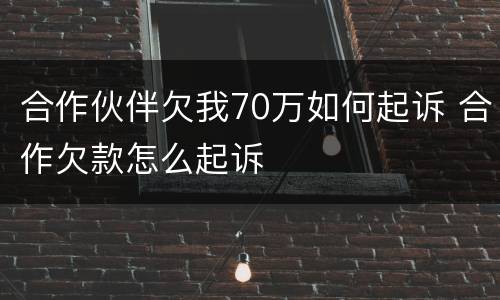 合作伙伴欠我70万如何起诉 合作欠款怎么起诉
