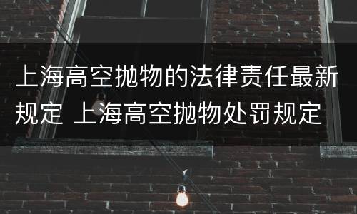 上海高空抛物的法律责任最新规定 上海高空抛物处罚规定