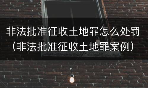 非法批准征收土地罪怎么处罚（非法批准征收土地罪案例）