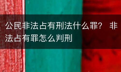 公民非法占有刑法什么罪？ 非法占有罪怎么判刑