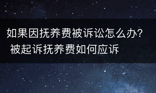 如果因抚养费被诉讼怎么办？ 被起诉抚养费如何应诉